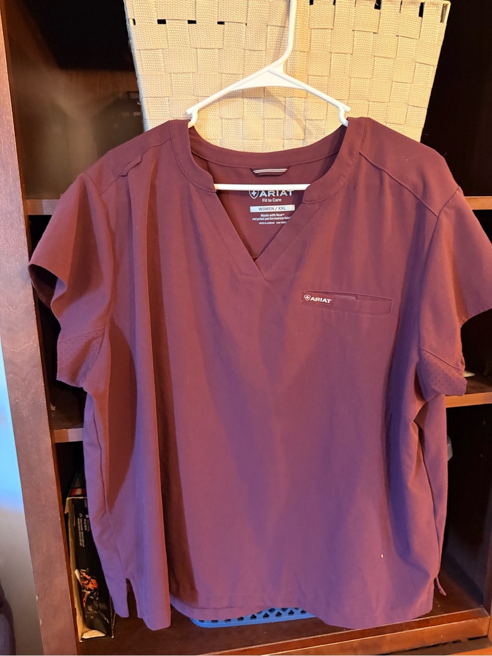 Ariat Eliza Fashion Scrub Top in color WINETASTING